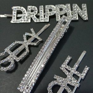 Cool New 4PK Drippin Love Sexy Stone Clip Hair Set